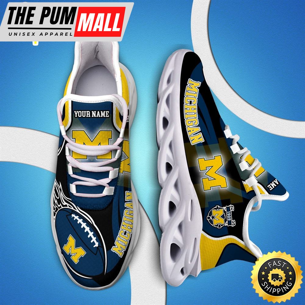 NCAA Michigan Wolverines White C Sneakers Personalized Your Name
