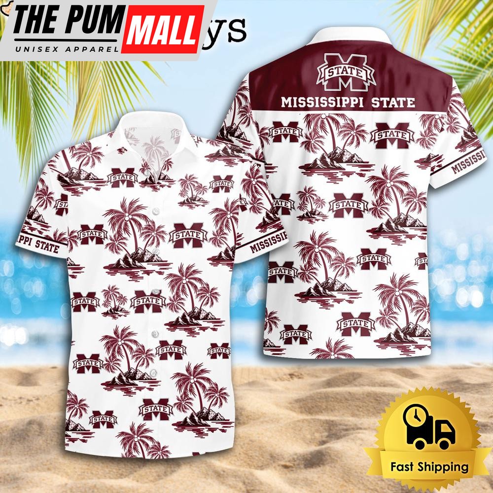 NCAA Mississippi State Bulldog Coconut Island Logo Hawaiian Shirts