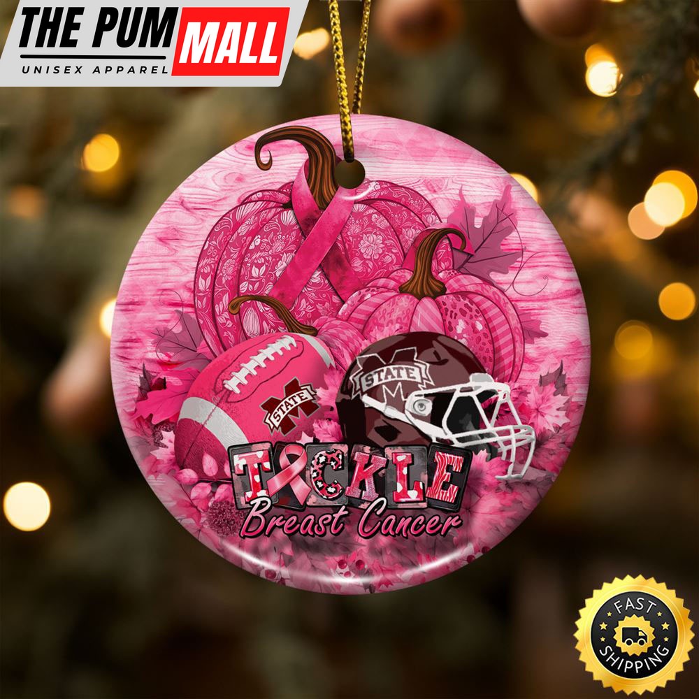 NCAA Mississippi State Bulldogs Breast Cancer And Sport Team Ceramic Ornament Limited Edition