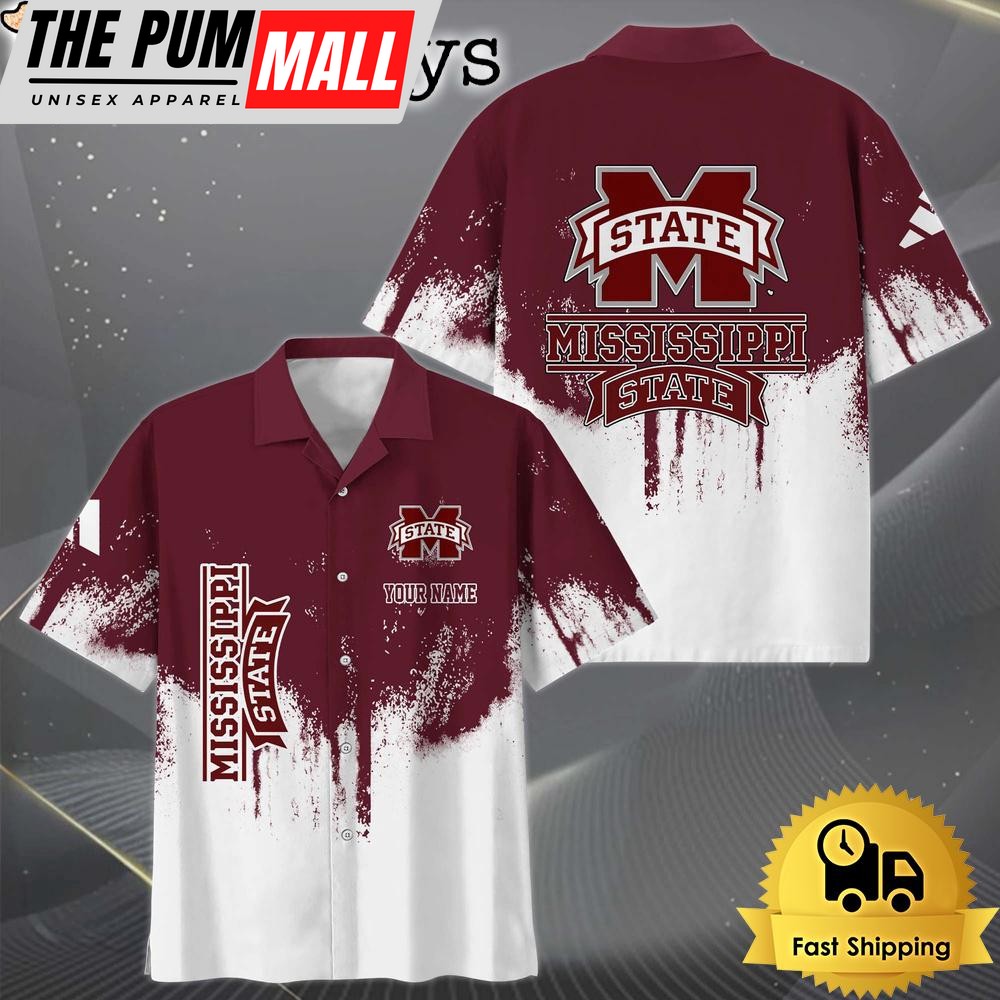 NCAA Mississippi State Bulldogs Custom Paint Splatter Logo Hawaiian Shirt
