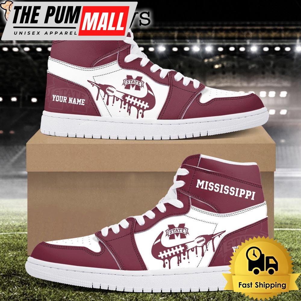 NCAA Mississippi State Bulldogs Grunge Style Custom Air Jd 1 Shoes