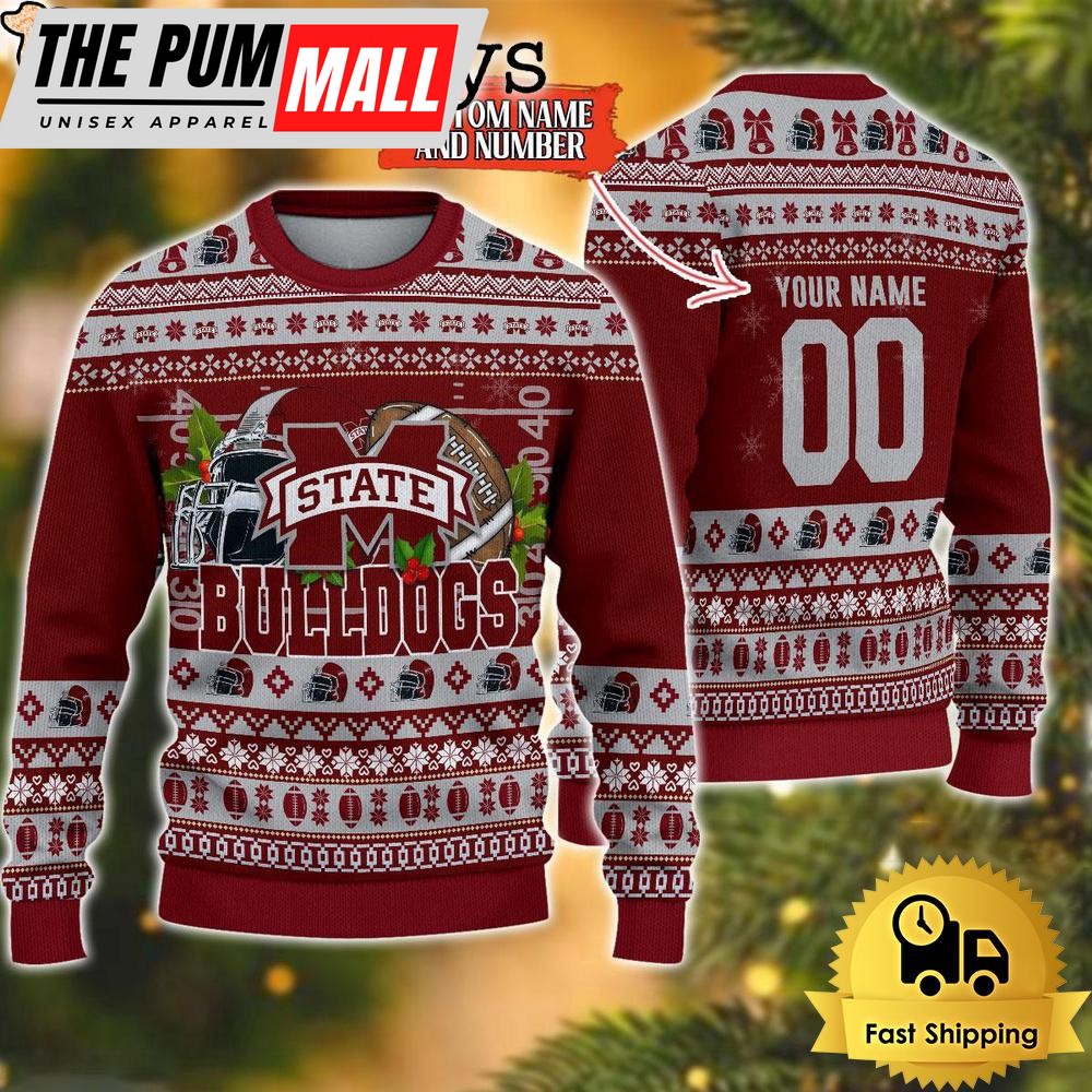 NCAA Mississippi State Bulldogs Logo Football Ugly Christmas Sweater