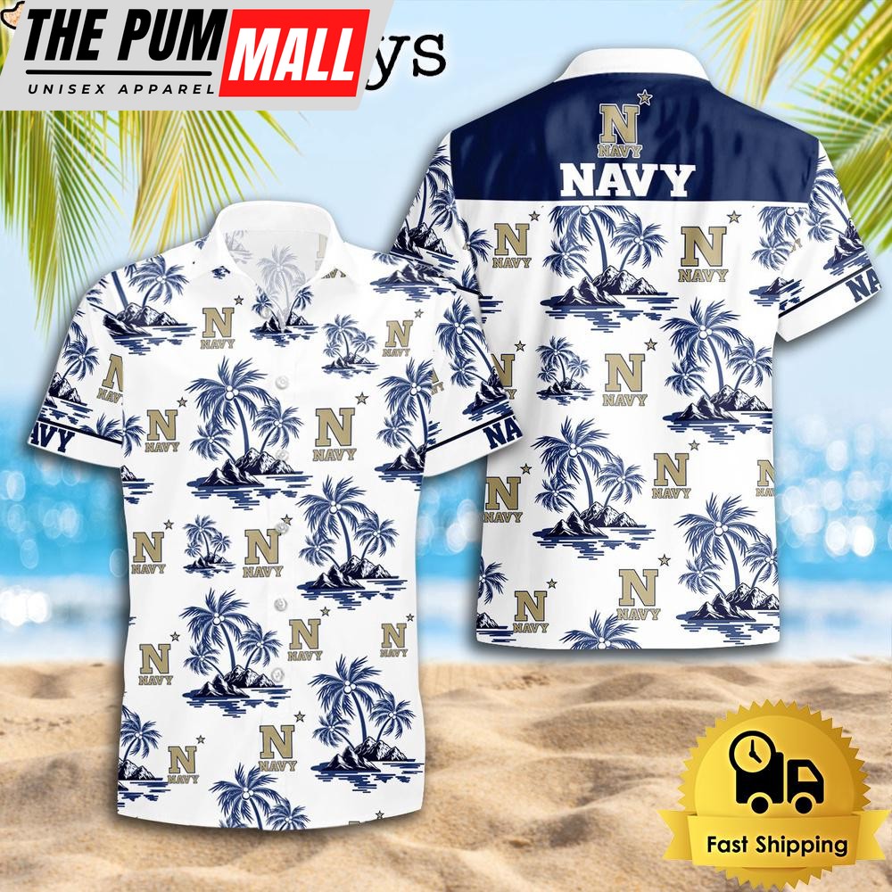 NCAA Navy Midshipmen Coconut Island Logo Hawaiian Shirts