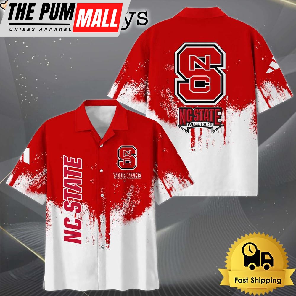 NCAA NC State Wolfpack Custom Paint Splatter Logo Hawaiian Shirt