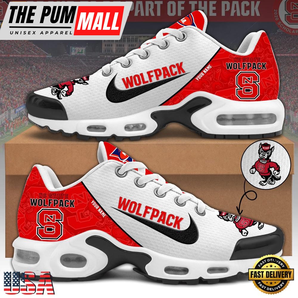 NCAA Nc State Wolfpack Football Mascot Symbol Custom Name New Design Air Max Plus Shoes