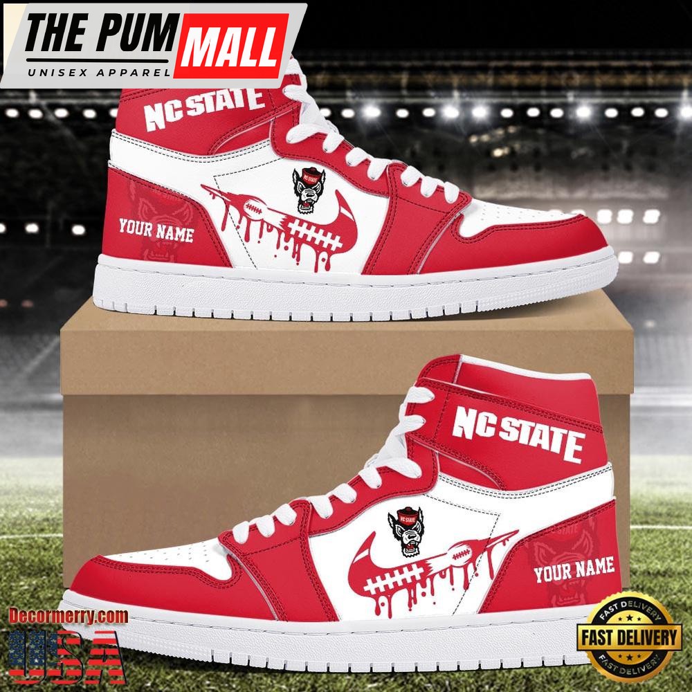 “NCAA NC State Wolfpack Grunge Style Custom Air Jd 1 Shoes , Running Sneakers Shoes”