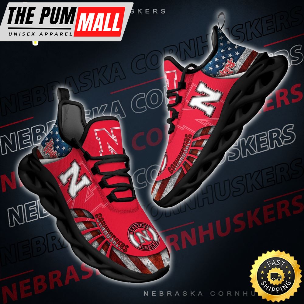 NCAA Nebraska Cornhuskers Black And White Clunky Shoes New Style For Fans