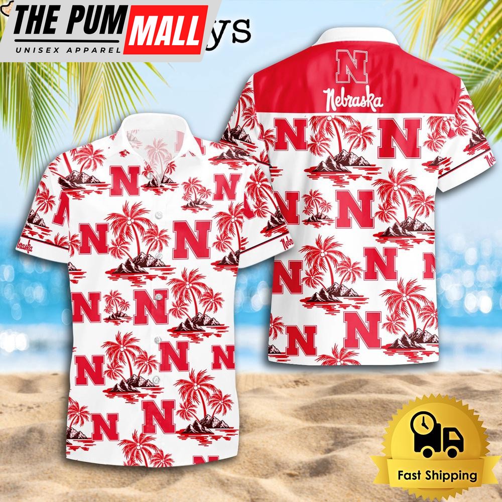 NCAA Nebraska Cornhuskers Coconut Island Logo Hawaiian Shirts