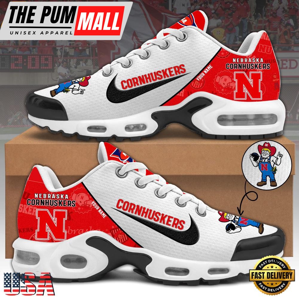 NCAA Nebraska Cornhuskers Football Mascot Symbol Custom Name New Design Air Max Plus Shoes