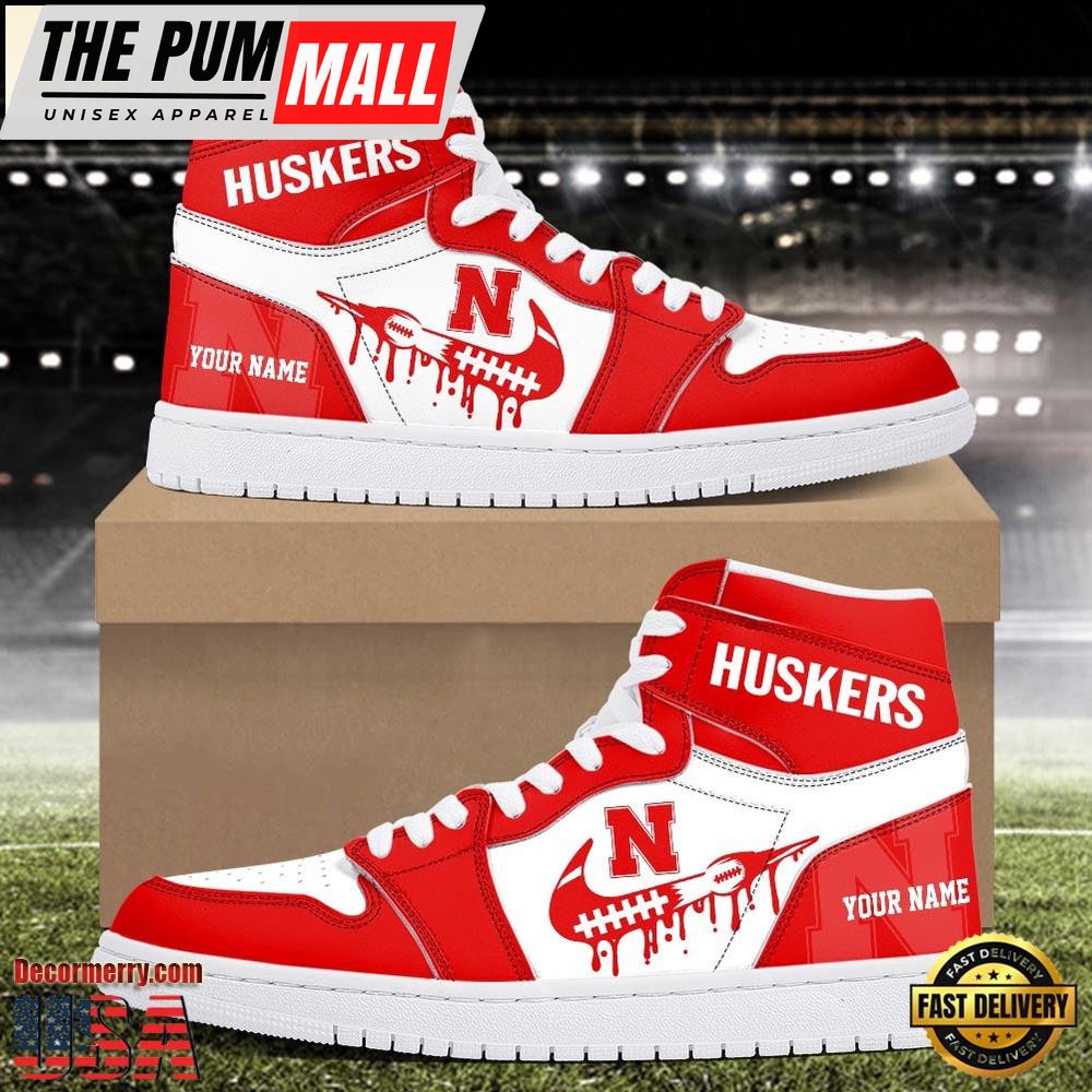 NCAA Nebraska Cornhuskers Grunge Style Custom Air Jd 1 Shoes , Running Sneakers Shoes