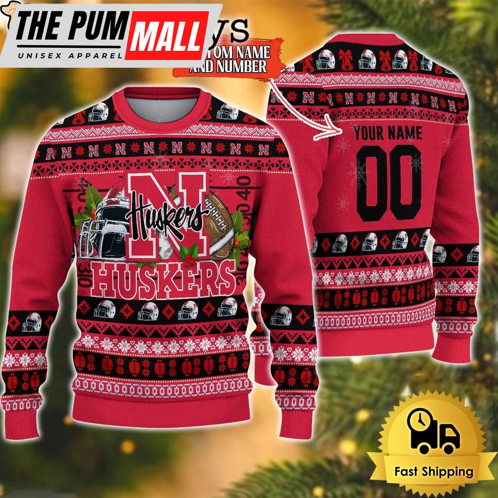 NCAA Nebraska Cornhuskers Logo Football Ugly Christmas Sweater