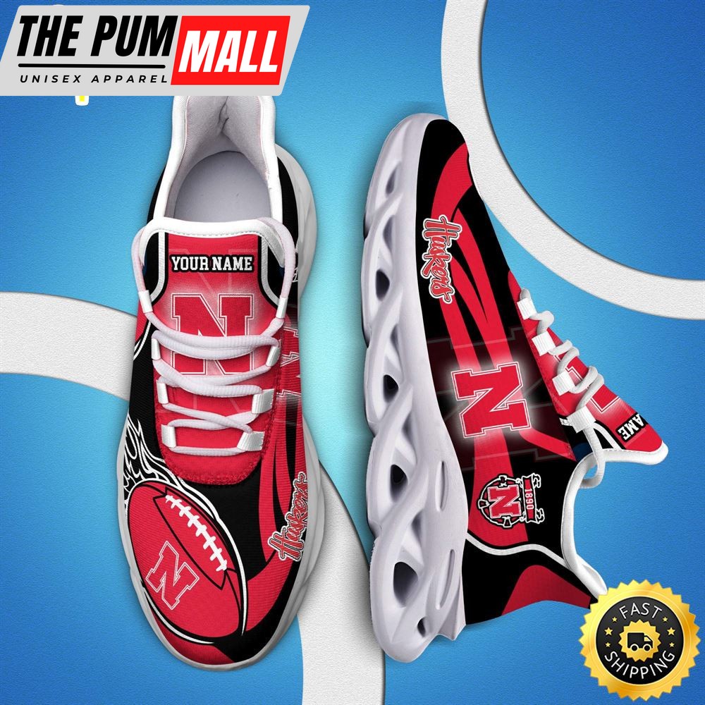 NCAA Nebraska Cornhuskers White C Sneakers Personalized Your Name