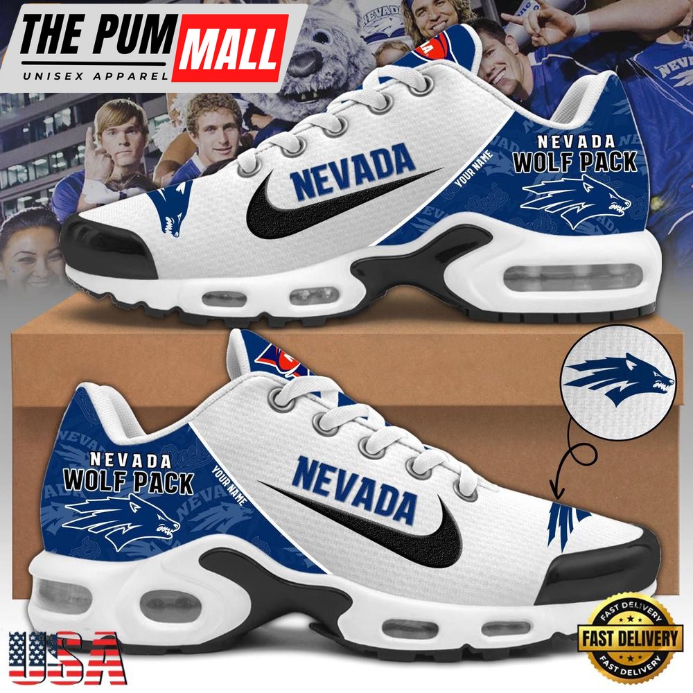 NCAA Nevada Wolf Pack Football Mascot Symbol Custom Name New Design Air Max Plus Shoes