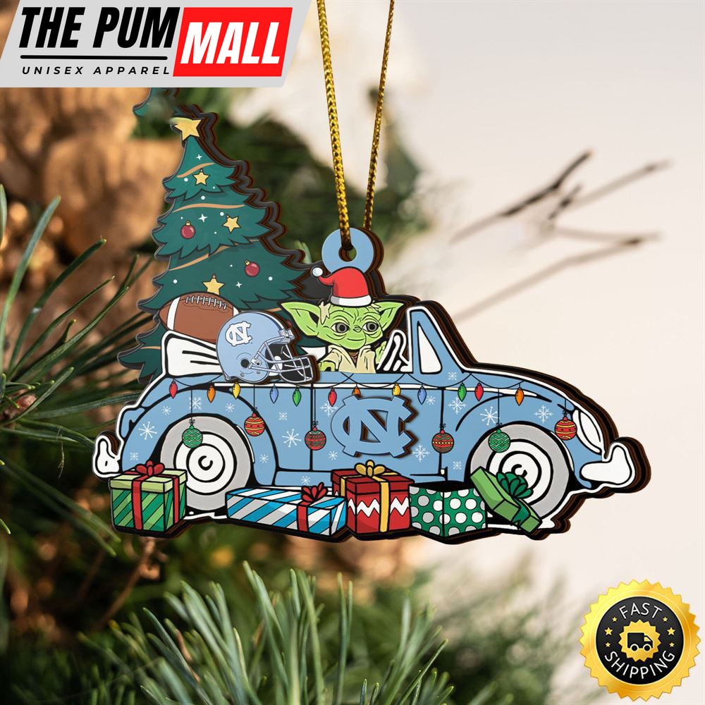 NCAA North Carolina Tar Heels And Baby Yoda Christmas Ornament Limited Edition