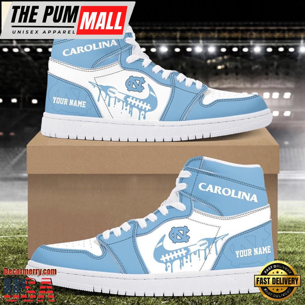 NCAA North Carolina Tar Heels Grunge Style Custom Air Jd 1 Shoes , Running Sneakers Shoes