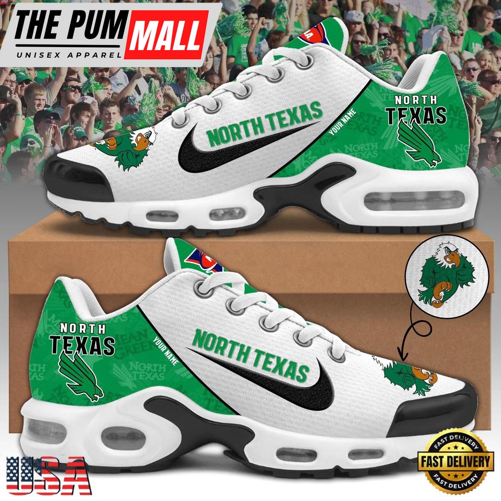 NCAA North Texas Football Mascot Symbol Custom Name New Design Air Max Plus Shoes