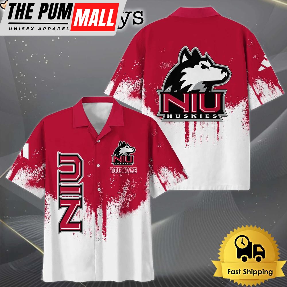 NCAA Northern Illinois Huskies Custom Paint Splatter Logo Hawaiian Shirt