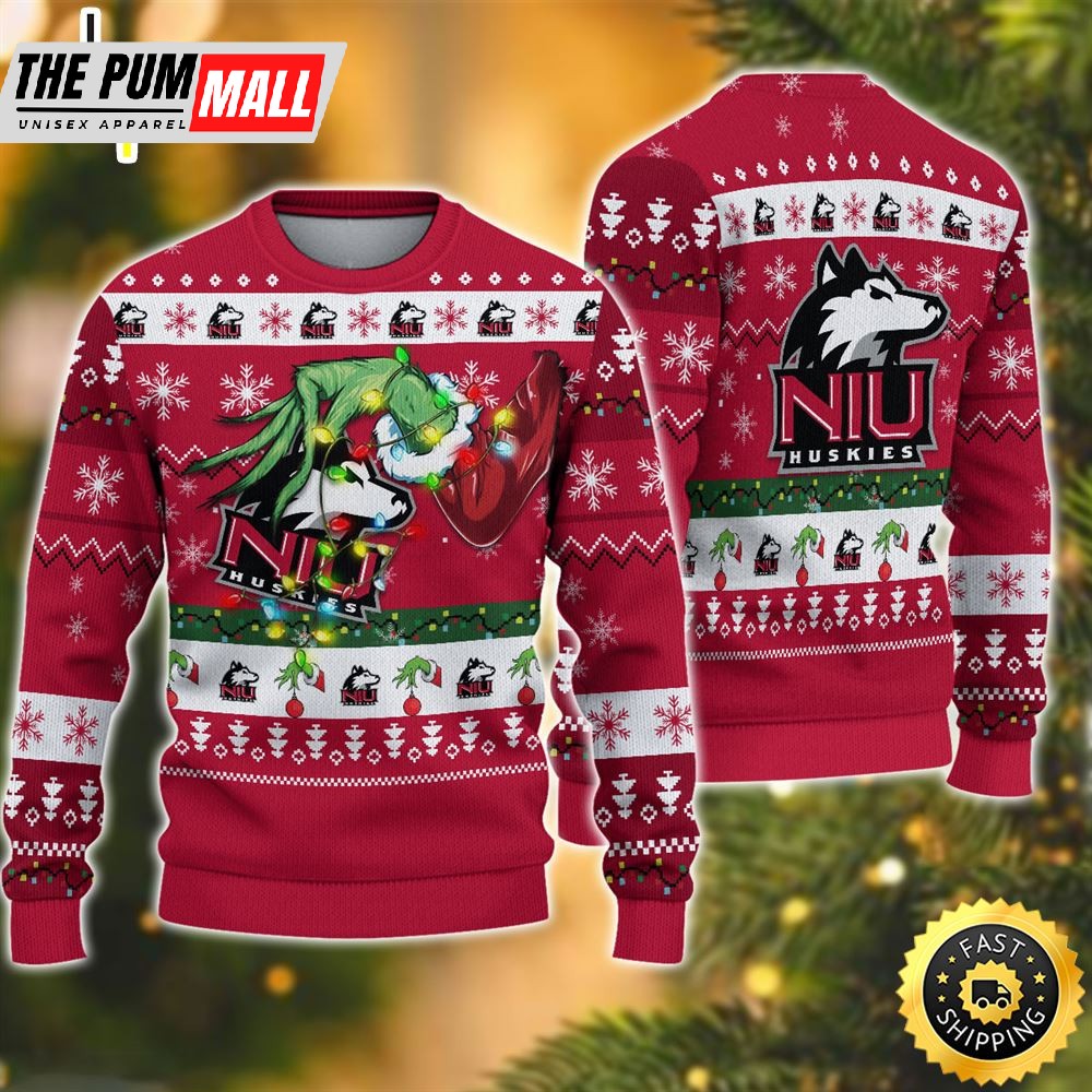 NCAA Northern Illinois Huskies Grinch Christmas Ugly Sweater