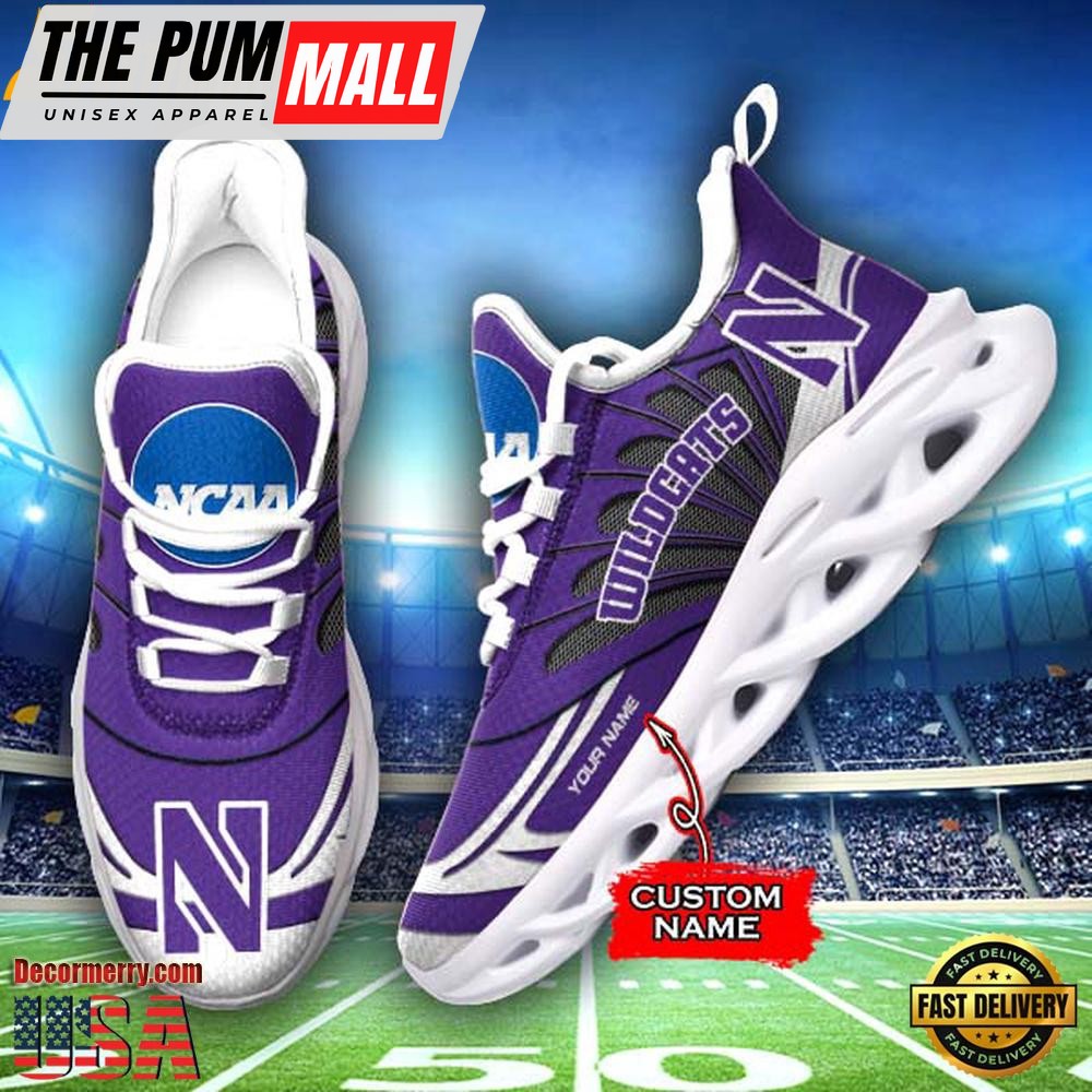NCAA Northwestern Wildcats Custom Name Design Max Soul Shoes Sneakers