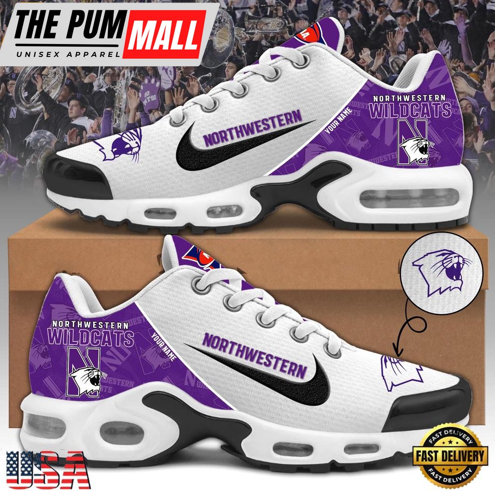 NCAA Northwestern Wildcats Football Mascot Symbol Custom Name New Design Air Max Plus Shoes