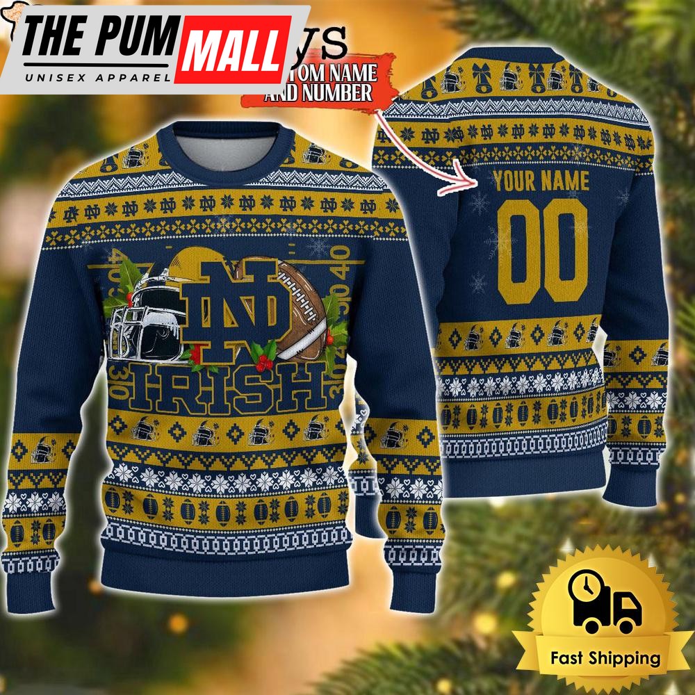 NCAA Notre Dame Fighting Irish Logo Football Ugly Christmas Sweater