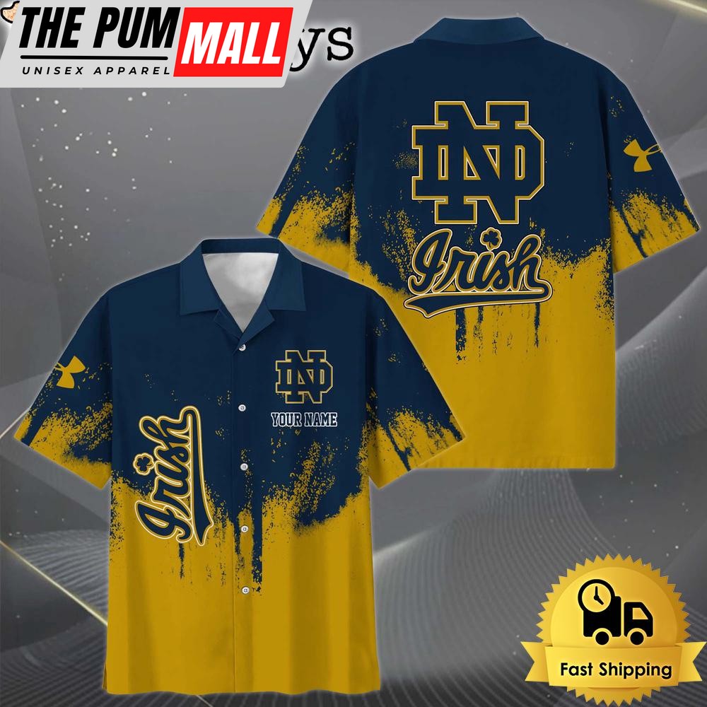 NCAA Notre Dame Fighting Irish Paint Splatter Custom Hawaiian Shirt