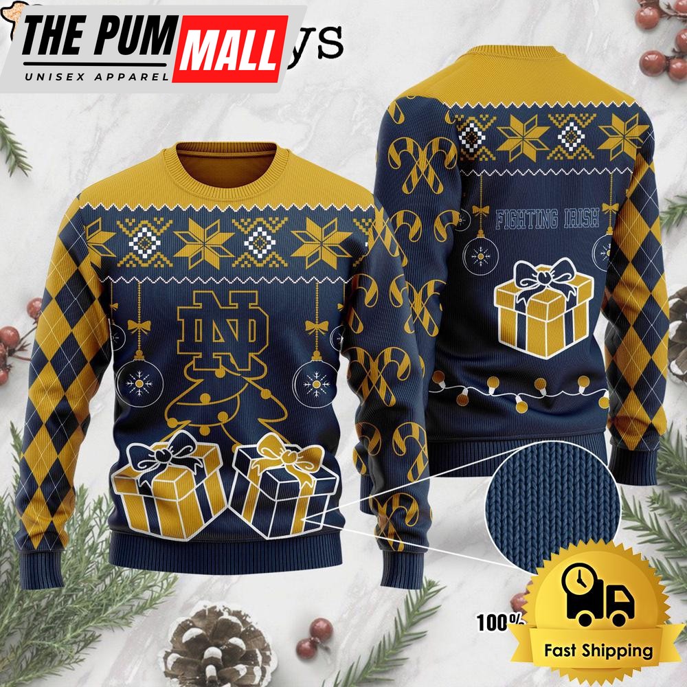 NCAA Notre Dame Fighting Irish Tree Christmas Ugly Sweater