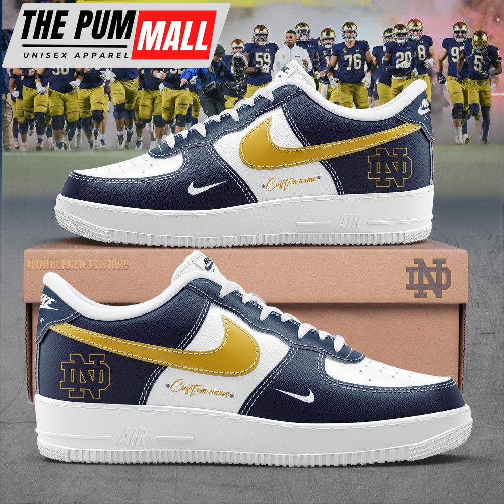 NCAA Notre Dame Football Custom Name Air Force 1 Shoes For Fans