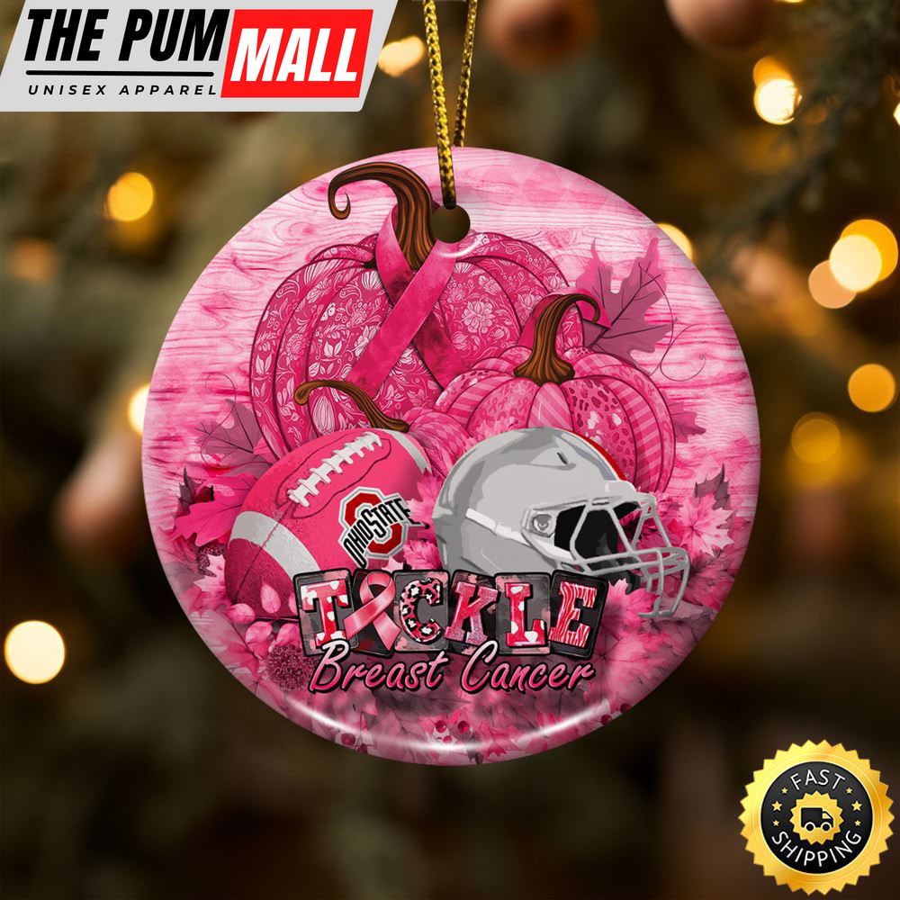 NCAA Ohio State Buckeyes Breast Cancer And Sport Team Ceramic Ornament Limited Edition