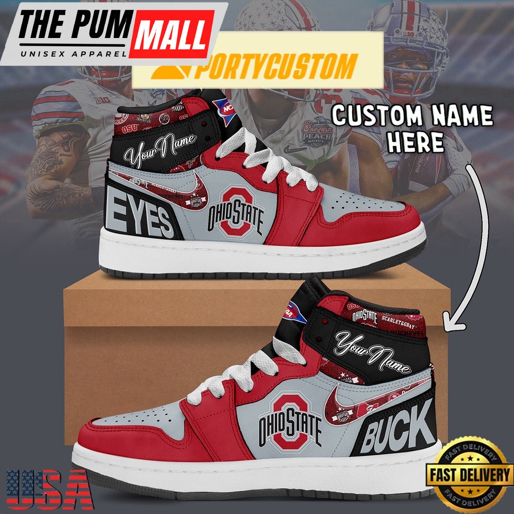 NCAA Ohio State Buckeyes Custom Name Air Jd 1 Shoes Running Sneakers For Men Women