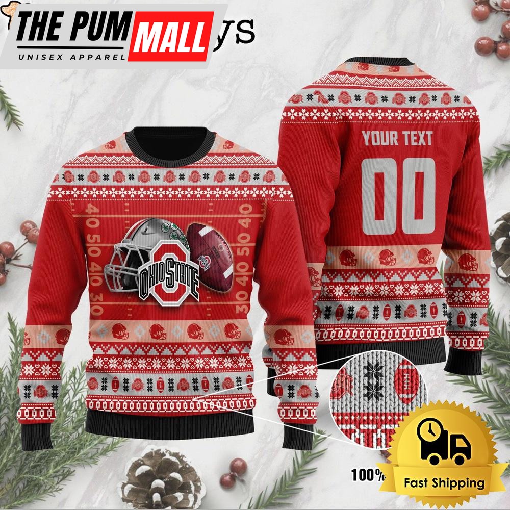NCAA Ohio State Buckeyes Football Helmet Custom Ugly Christmas Sweater