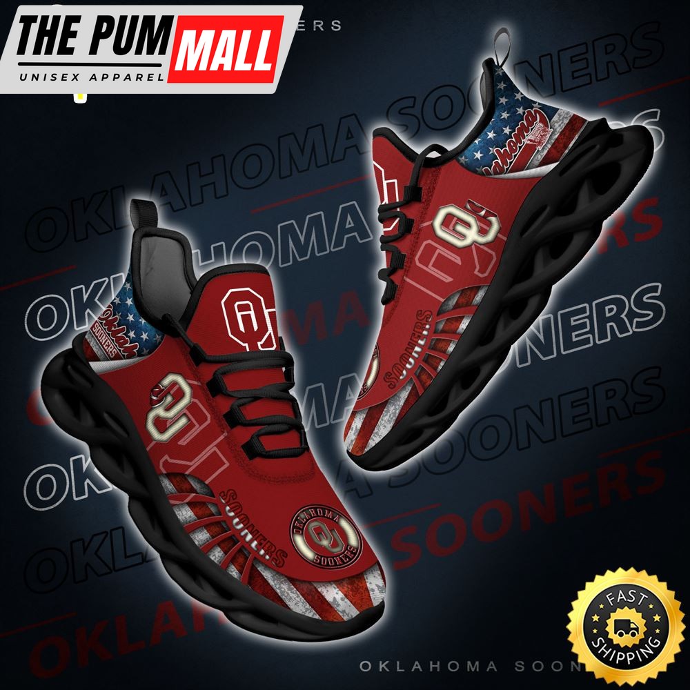 NCAA Oklahoma Sooners Black And White Clunky Shoes New Style For Fans