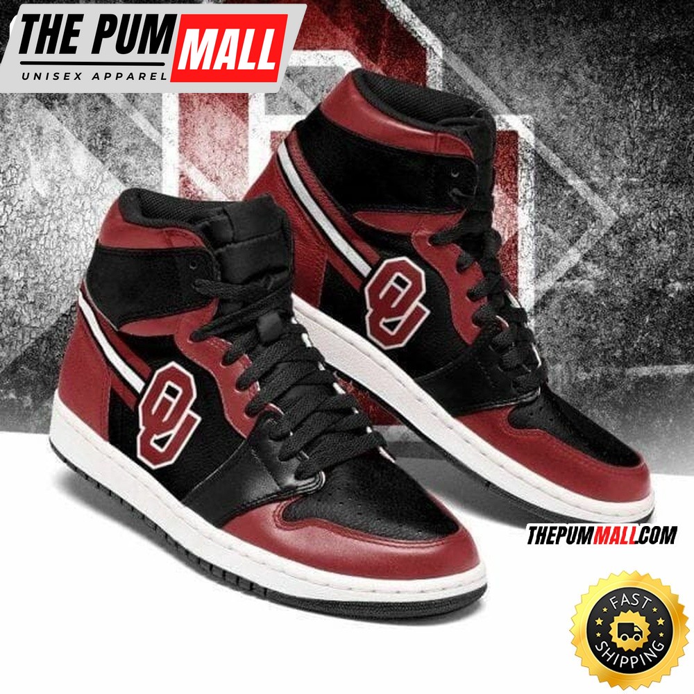 NCAA Oklahoma Sooners Crimson Black Air Jd 1 High Sneakers Legendary Air Jd Footwear