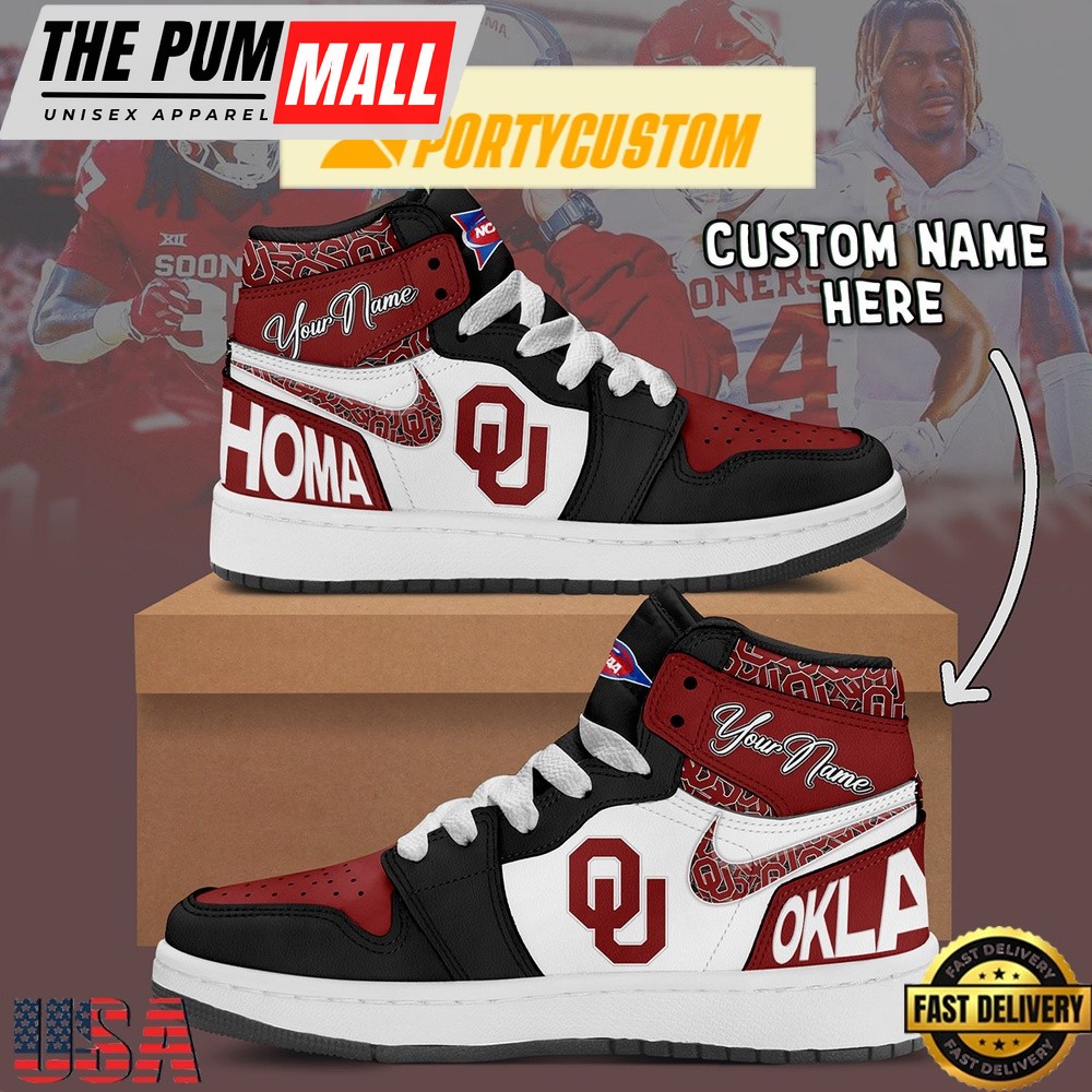 NCAA Oklahoma Sooners Custom Name Air Jd 1 Shoes Running Sneakers For Men Women
