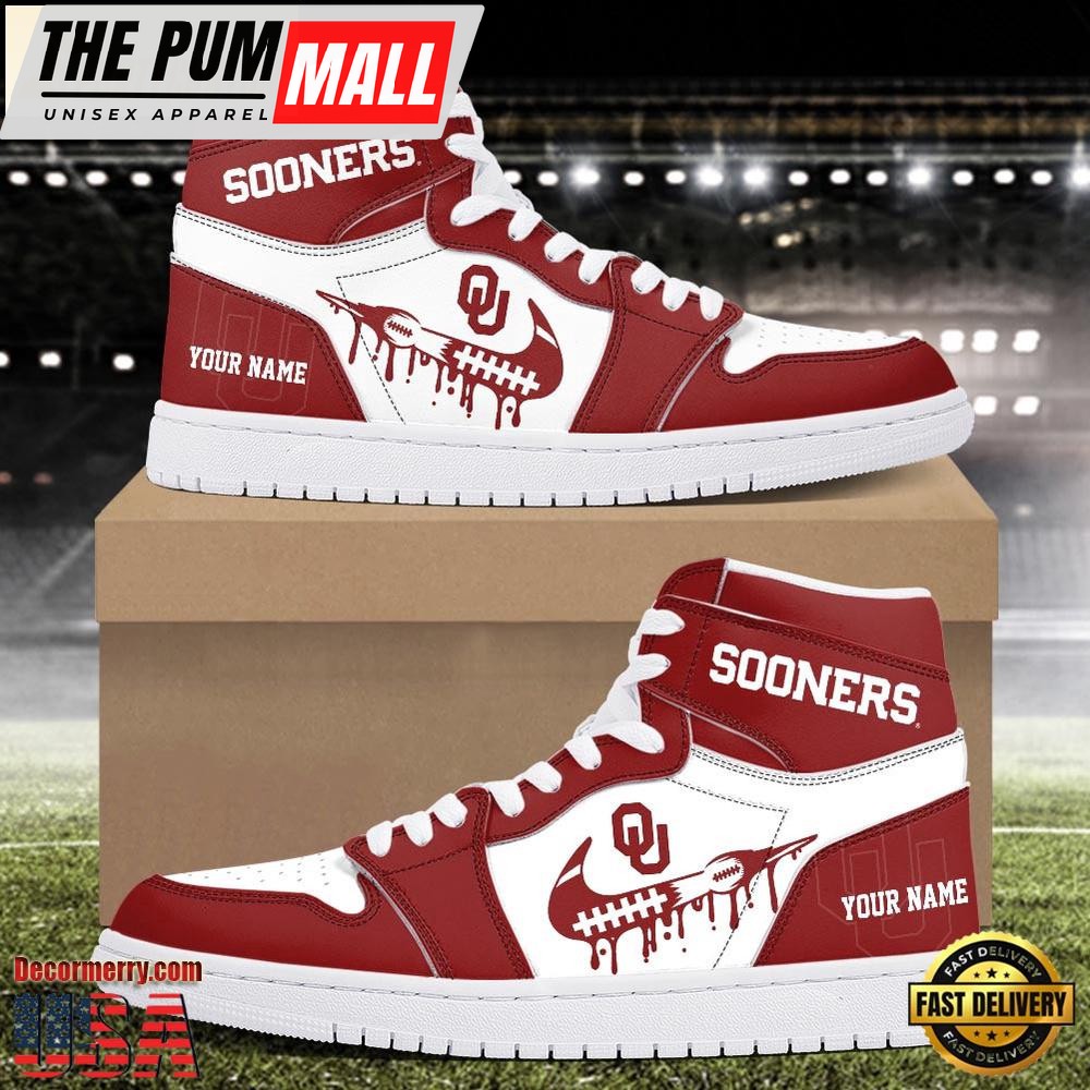 NCAA Oklahoma Sooners Grunge Style Custom Air Jd 1 Shoes , Running Sneakers Shoes
