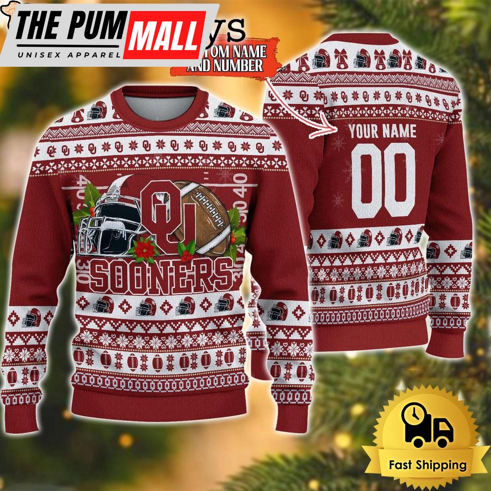 NCAA Oklahoma Sooners Logo Football Ugly Christmas Sweater