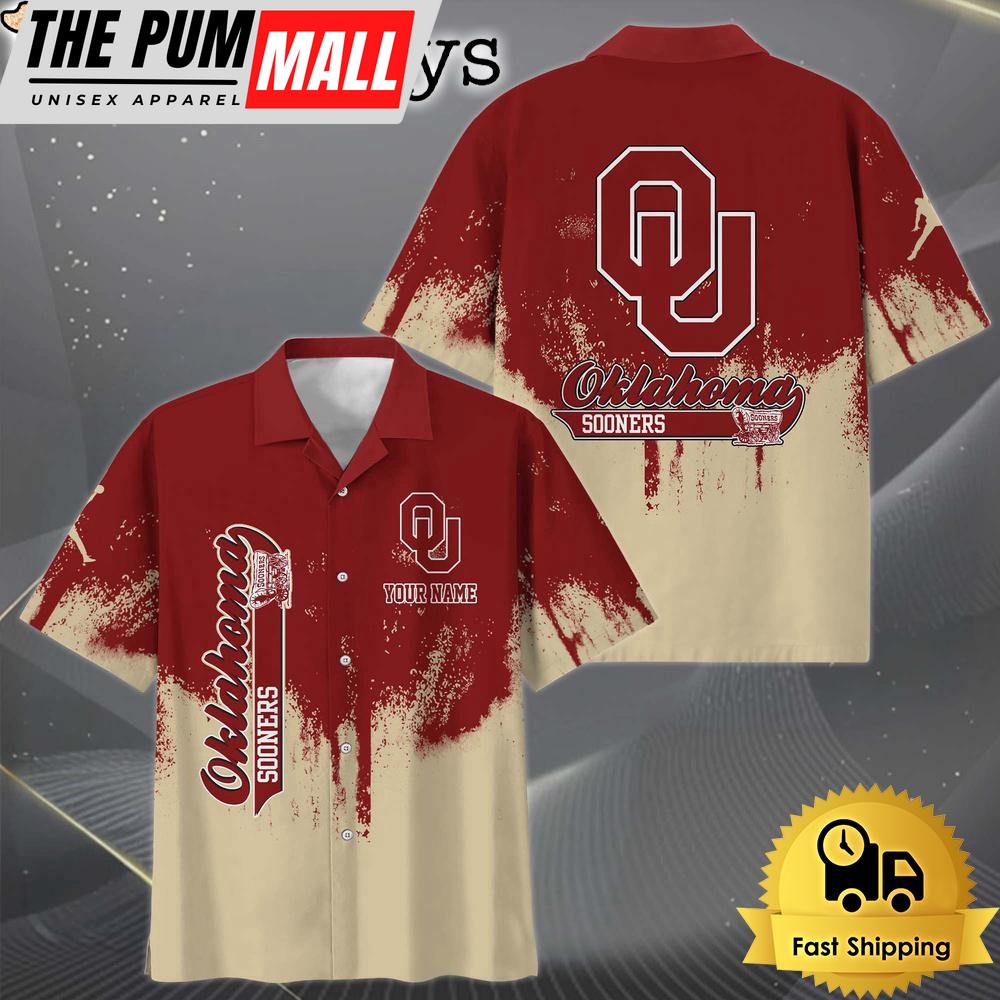 NCAA Oklahoma Sooners Paint Splatter Custom Hawaiian Shirt