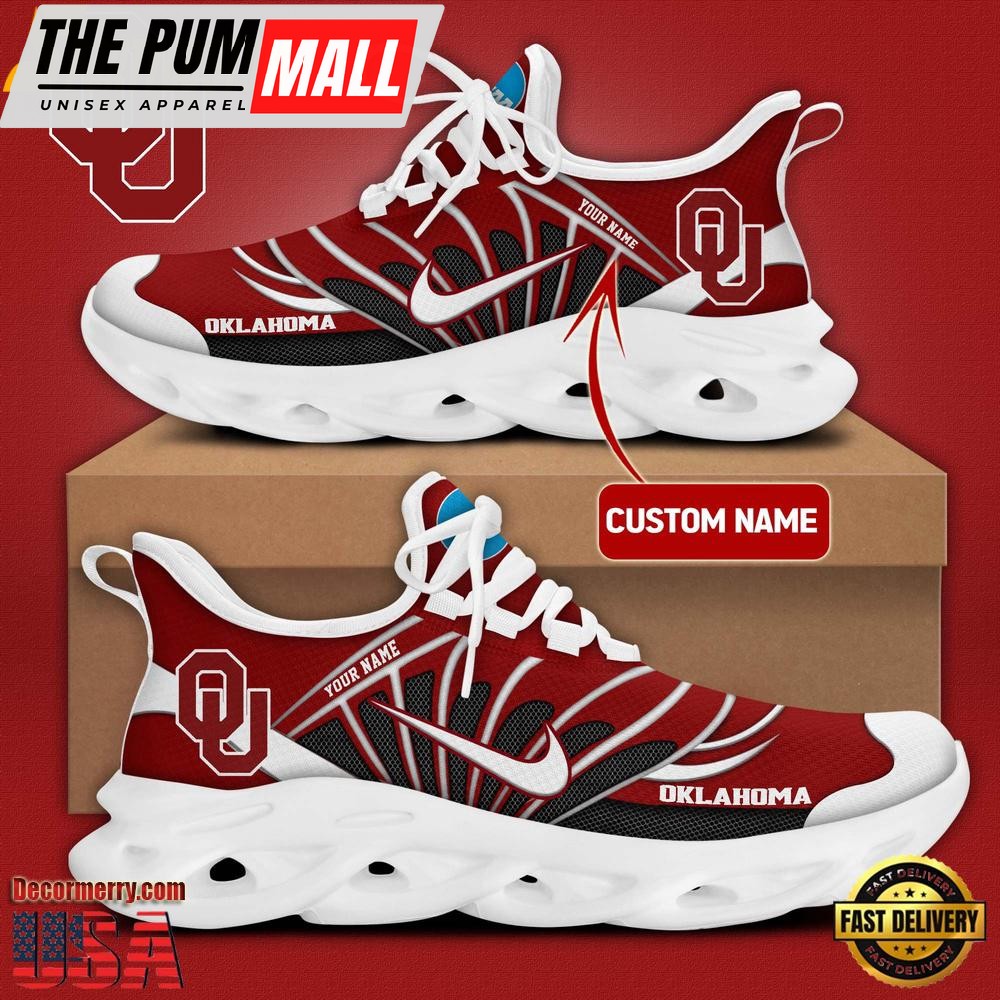NCAA Oklahoma Sooners Team Logo Custom Name Design Max Soul Shoes