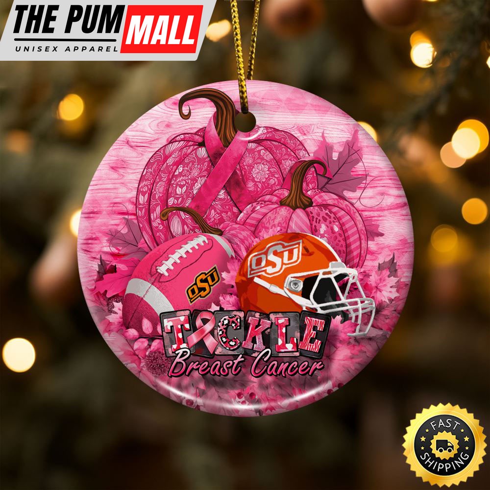 NCAA Oklahoma State Cowboys Breast Cancer And Sport Team Ceramic Ornament Limited Edition