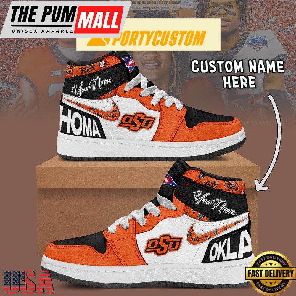 NCAA Oklahoma State Cowboys Custom Name Air Jd 1 Shoes Running Sneakers For Men Women