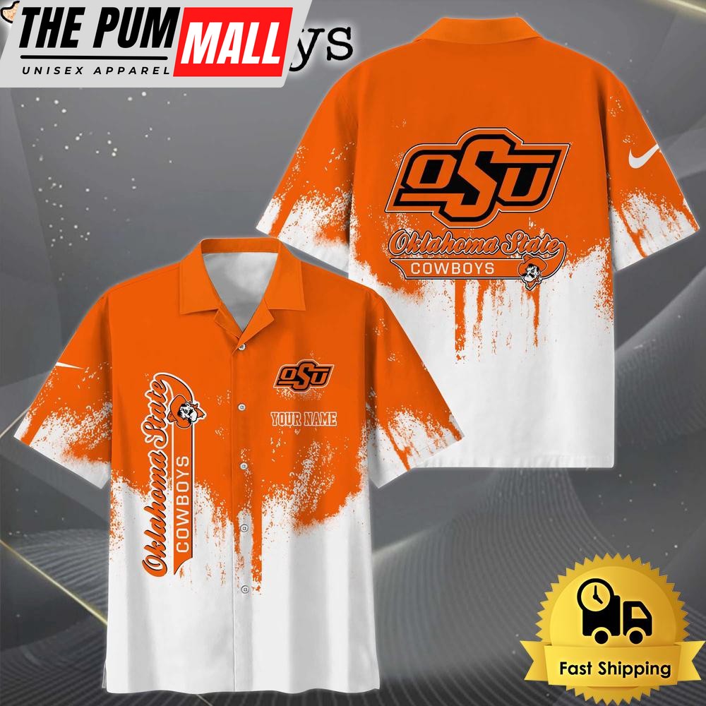 NCAA Oklahoma State Cowboys Custom Paint Splatter Logo Hawaiian Shirt