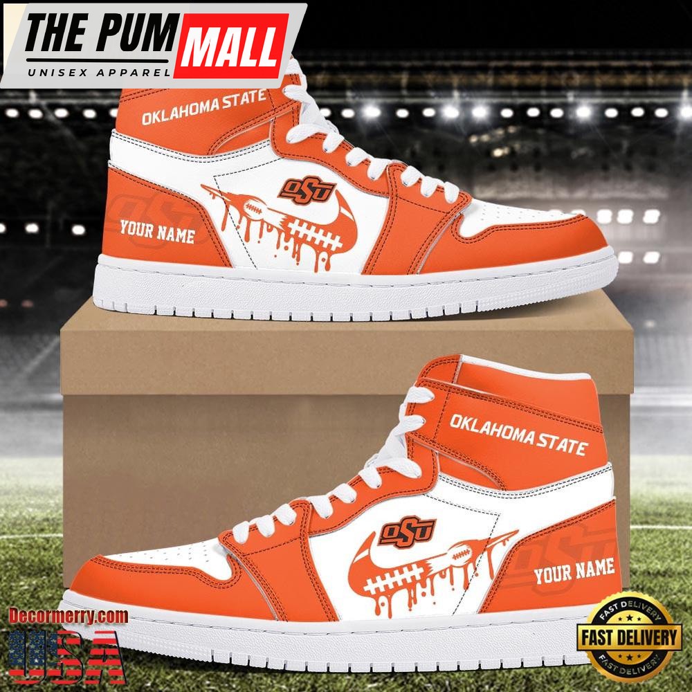 NCAA Oklahoma State Cowboys Grunge Style Custom Air Jd 1 Shoes , Running Sneakers Shoes