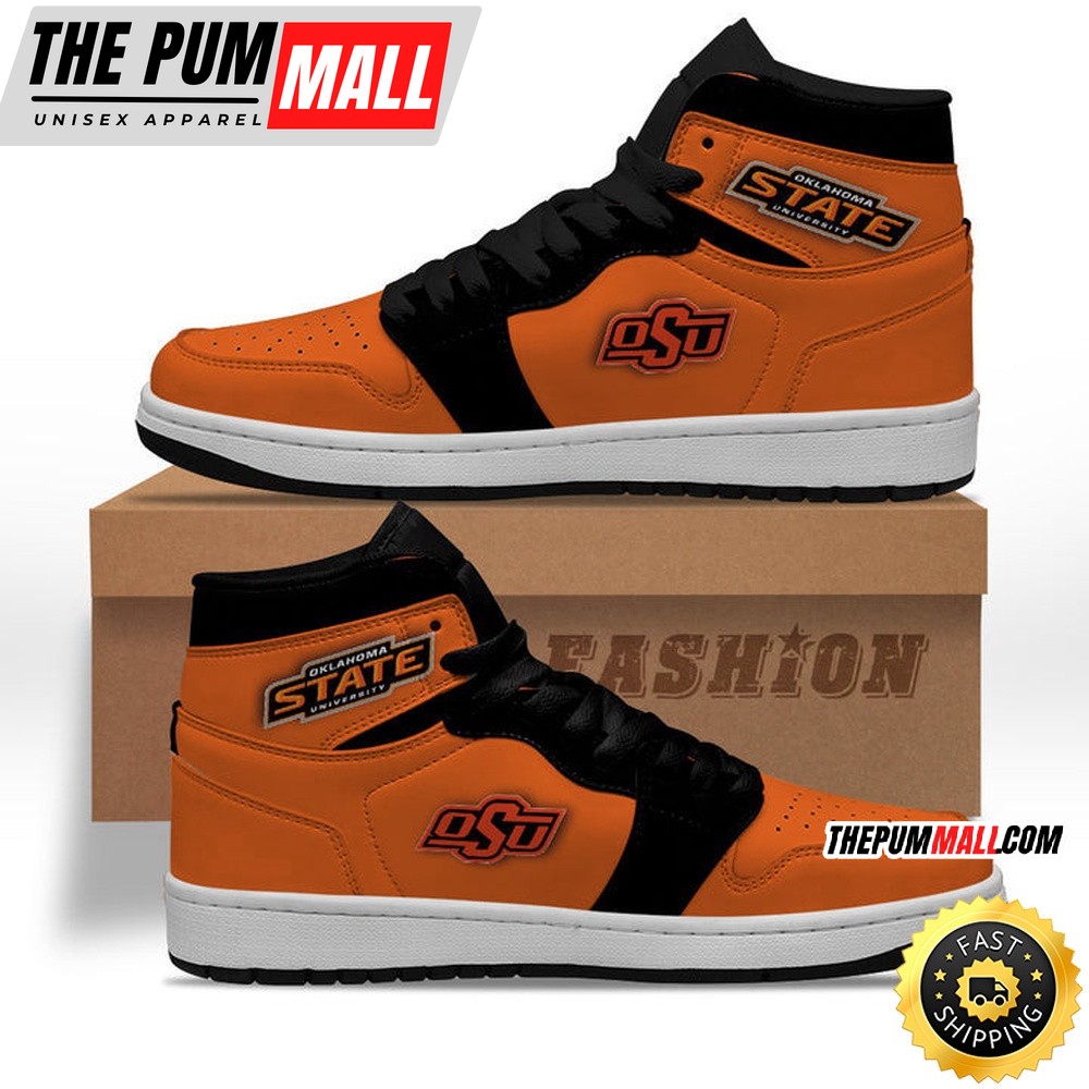 NCAA Oklahoma State Cowboys Orange Black Air Jd 1 High Sneakers