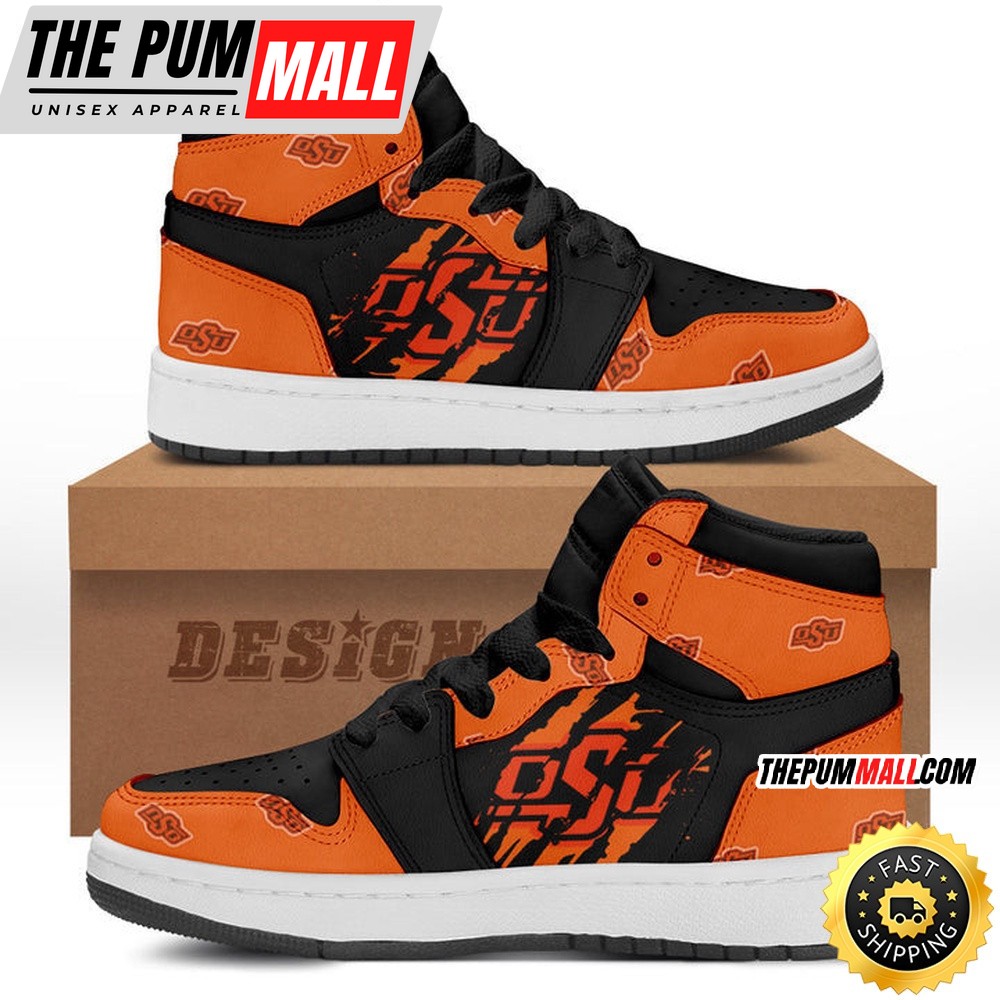 NCAA Oklahoma State Cowboys Orange Black Air Jd 1 High Sneakers Legendary Air Jd Footwear
