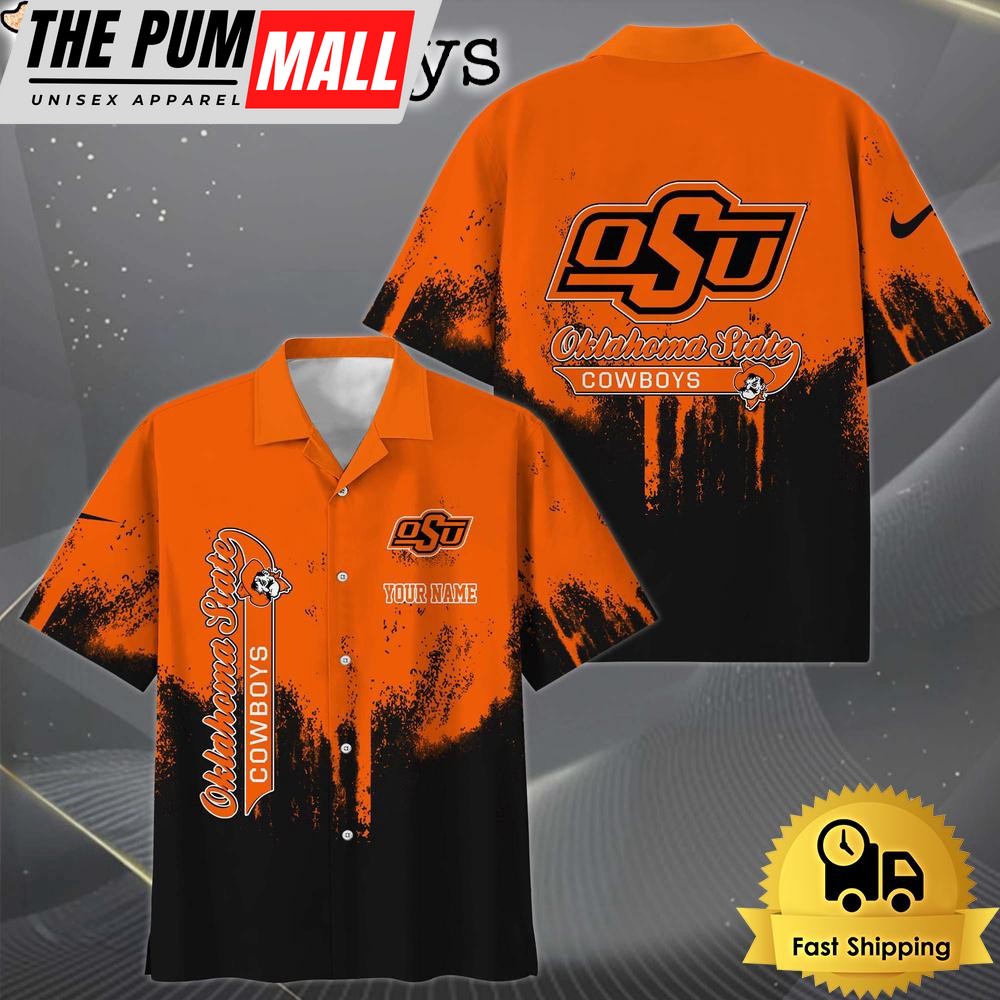 NCAA Oklahoma State Cowboys Paint Splatter Custom Hawaiian Shirt