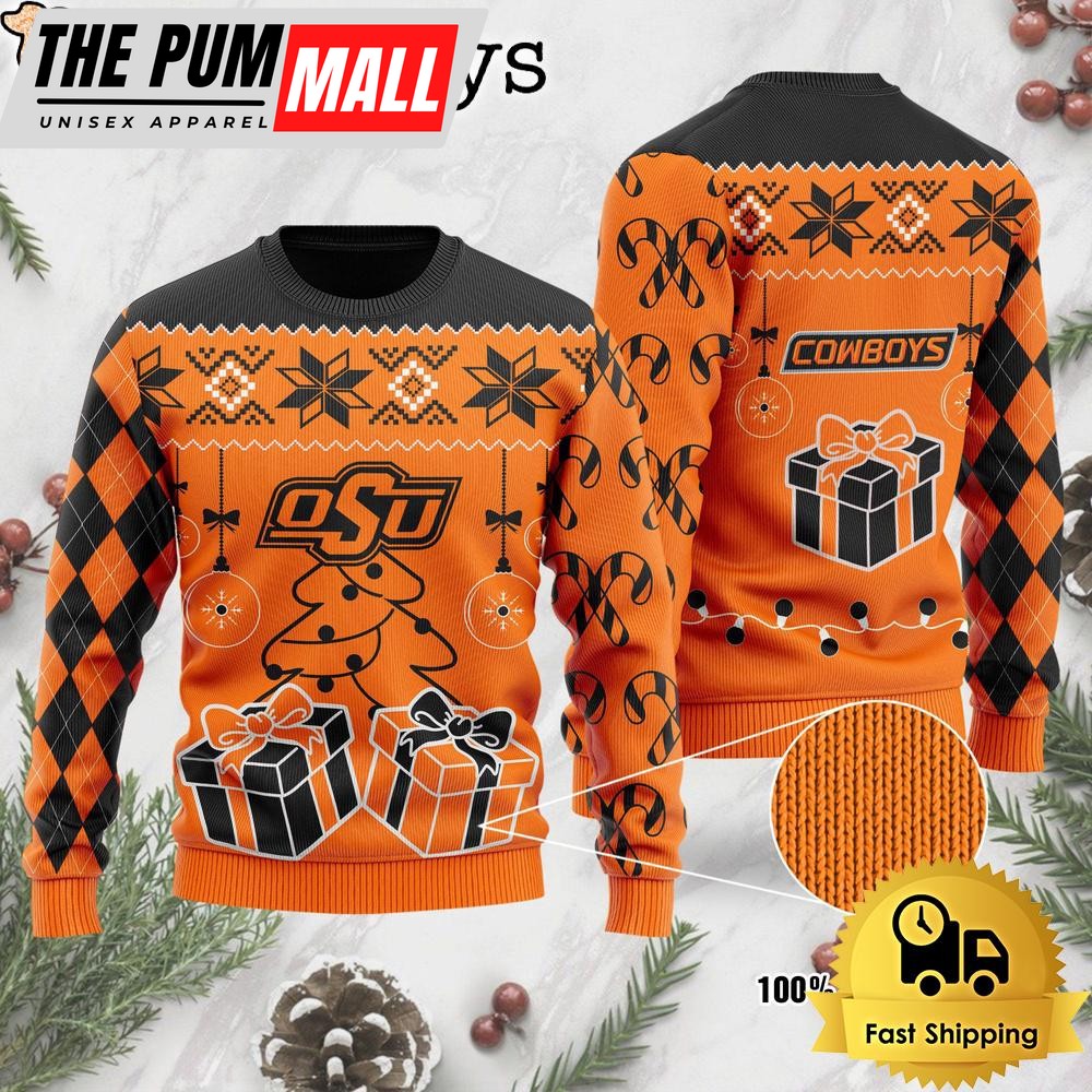 NCAA Oklahoma State Cowboys Tree Christmas Ugly Sweater