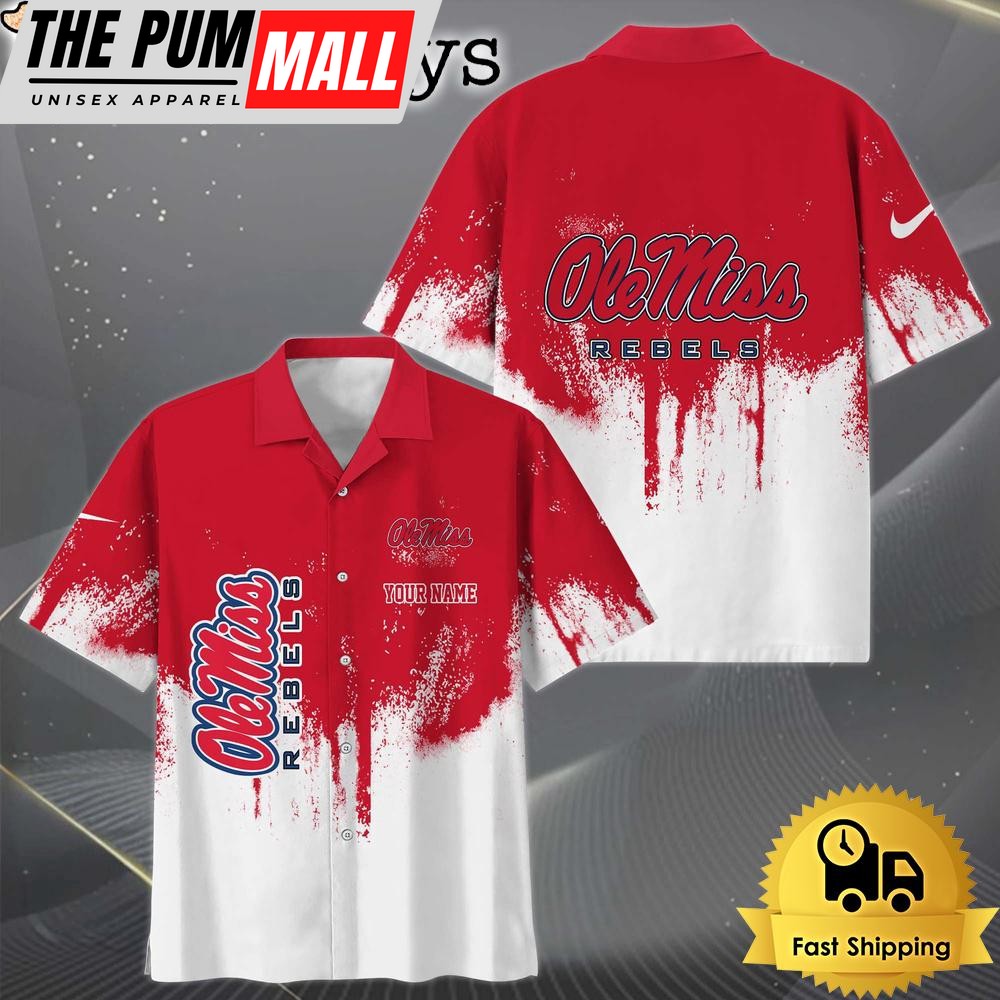 NCAA Ole Miss Rebels Custom Paint Splatter Logo Hawaiian Shirt