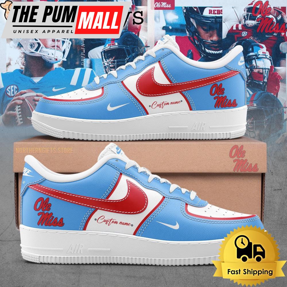 NCAA Ole Miss Rebels Football Limited Edition Coach Lane Kiffin Custom Air Force 1 Shoes