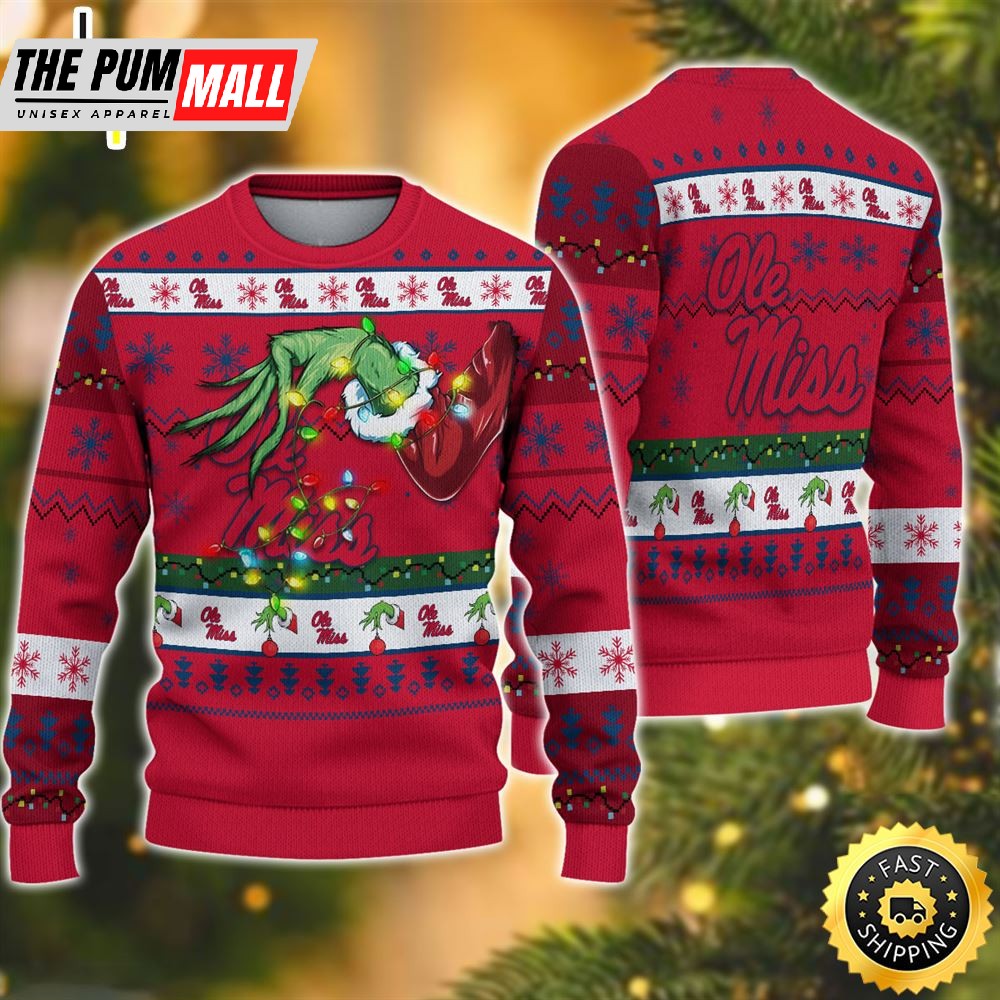 NCAA Ole Miss Rebels Grinch Christmas Ugly Sweater
