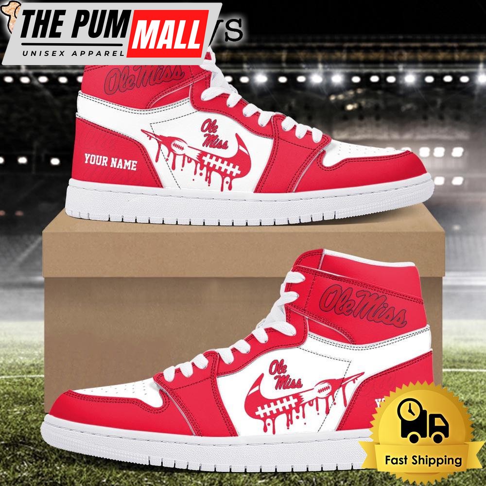 NCAA Ole Miss Rebels Grunge Style Custom Air Jd 1 Shoes